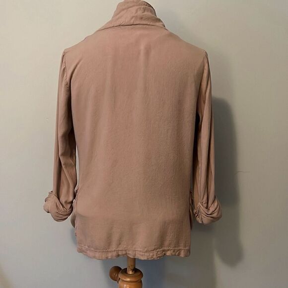 Forever 21 Women's Tan Open Front Cuffed Sleeves Viscose Cardigan - Picture 6 of 10